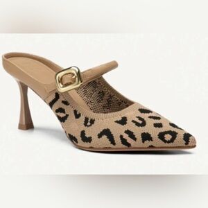 GraceLithe Pointed Toe Heeled Mules Leopard US size 8